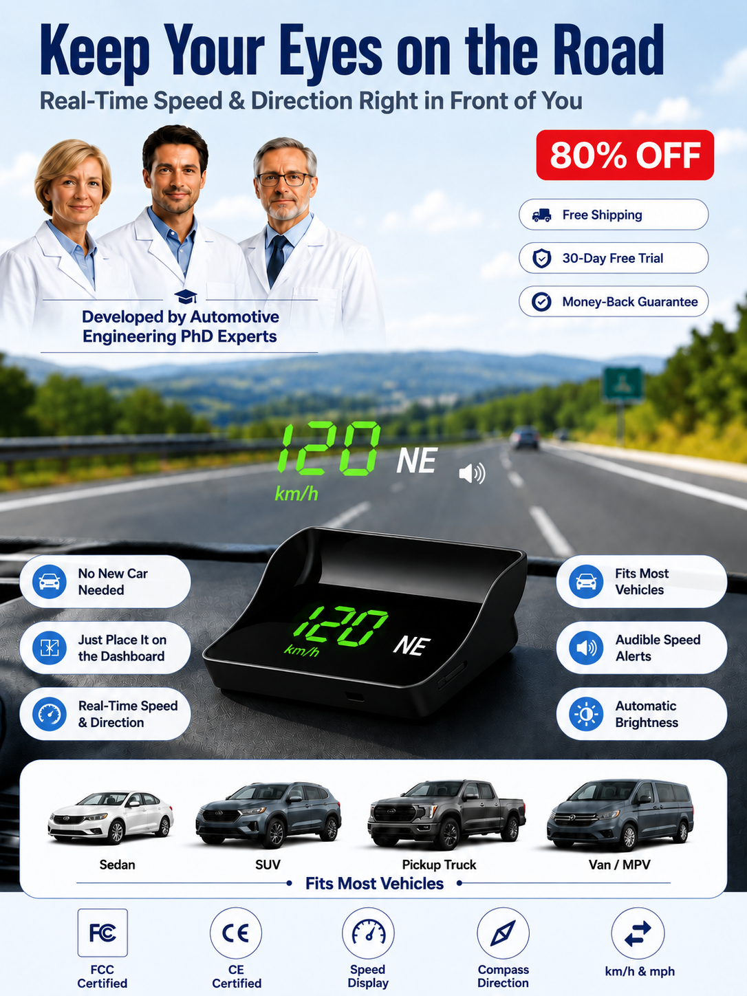 Car head-up speed display product image 1