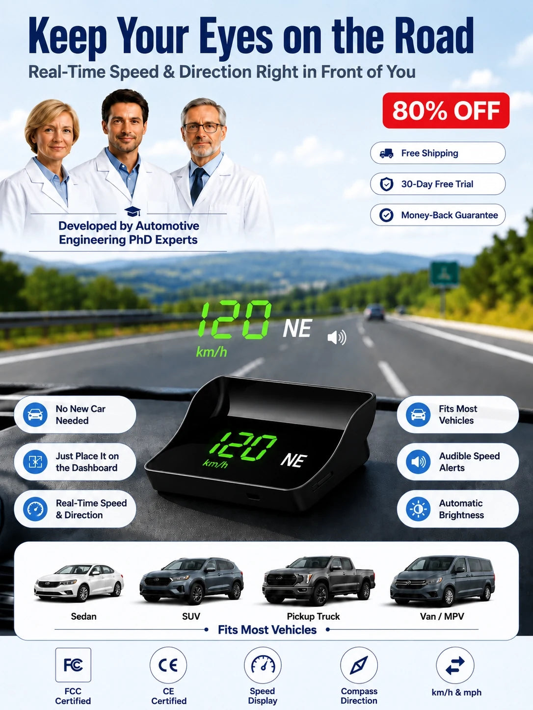 Car head-up speed display product image 1