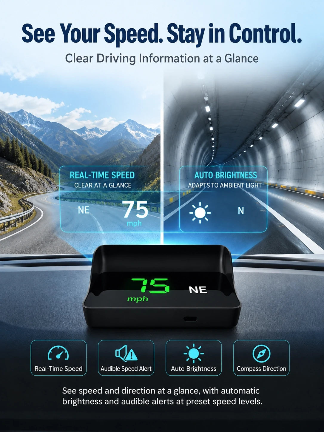 Car head-up speed display feature image 15