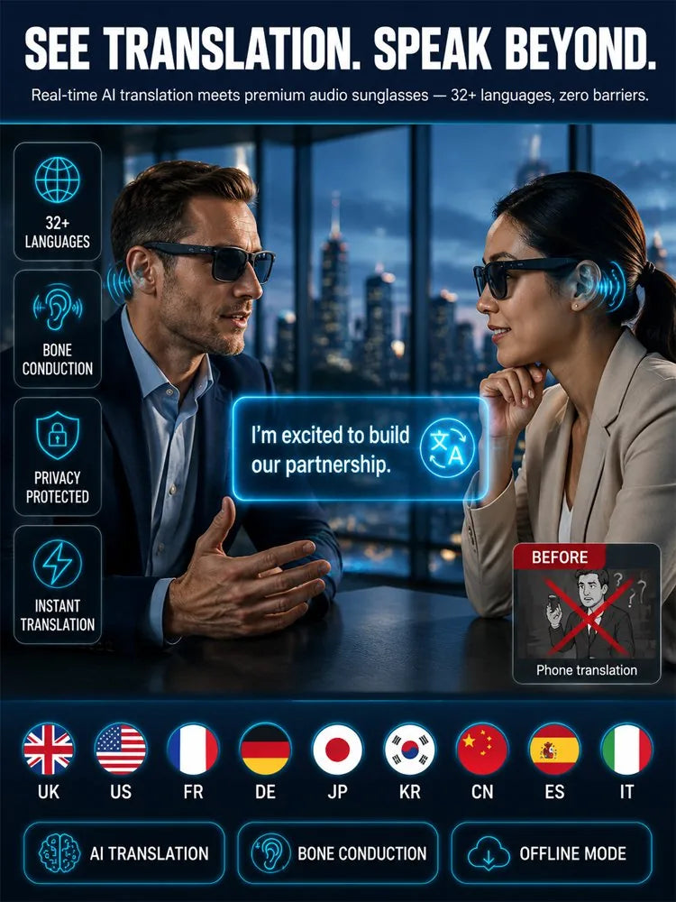 Open-Ear Bluetooth Audio Glasses