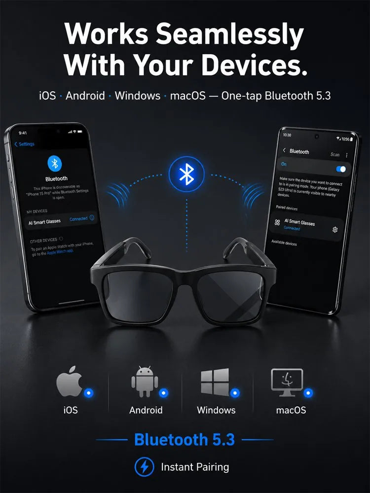 Open-Ear Bluetooth Audio Glasses