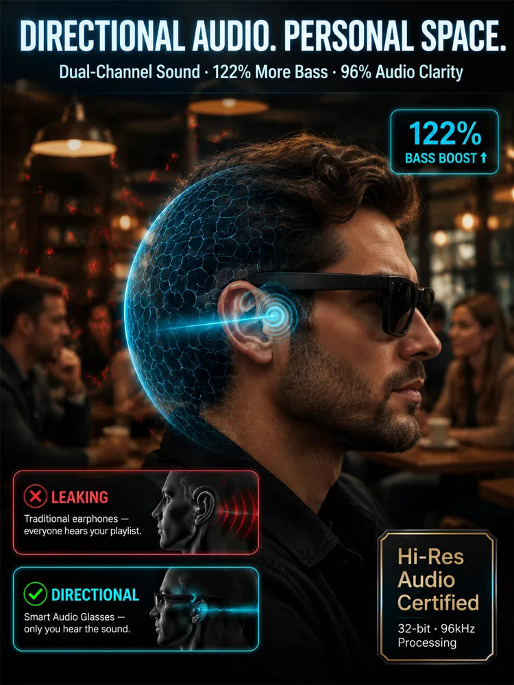 Open-Ear Bluetooth Audio Glasses
