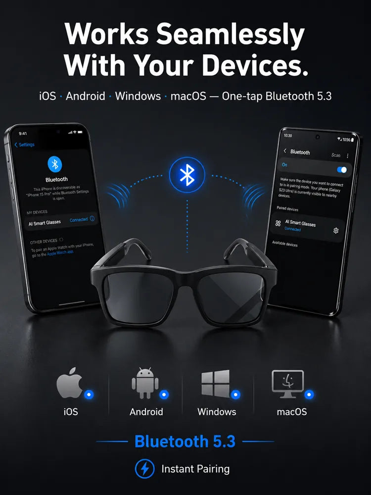 Open-Ear Bluetooth Audio Glasses